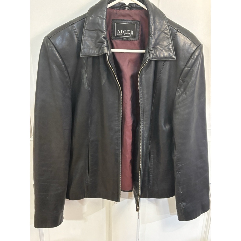 Black Vintage Adler Lambskin Leather Jacket Large‎ Women's